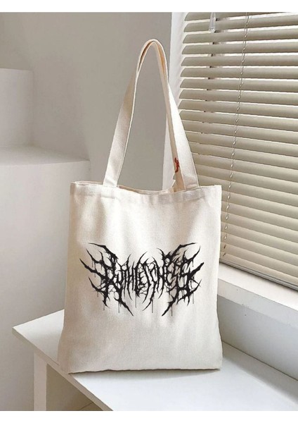 Gothic Tarz, Gotik Tasarım Metalci Tasarım Siyah Kalın Kanvas Tote Bag Çantası Sokak Tarzı, Y2k fiyatları