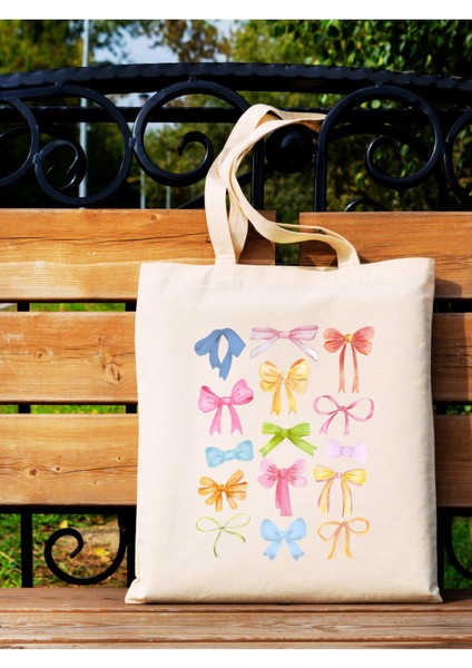 Y2k Bows Coquette Pinterest Kurdeleler Retro Unisex Bez Çanta Tote Bag modelleri