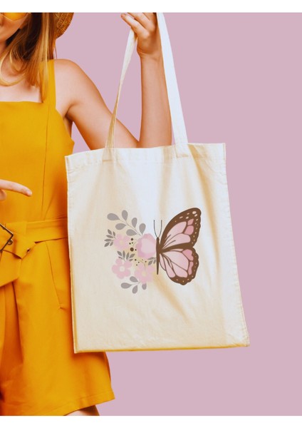 Kelebek Çiçek Tasarım Y2k Retro Ham Bez Tote Bag Çanta, Pinterest Çanta fiyatları