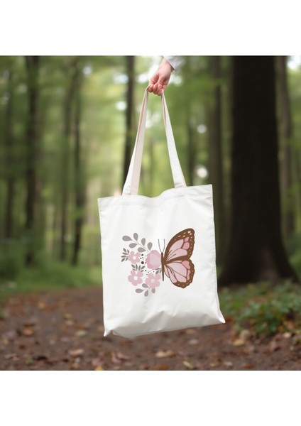 Kelebek Çiçek Tasarım Y2k Retro Ham Bez Tote Bag Çanta, Pinterest Çanta modelleri