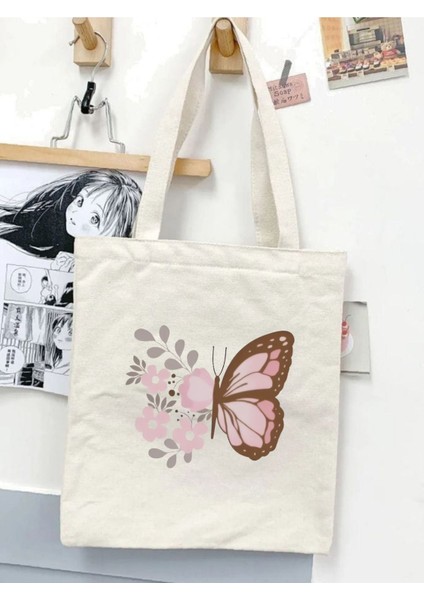 Kelebek Çiçek Tasarım Y2k Retro Ham Bez Tote Bag Çanta, Pinterest Çanta fırsatları