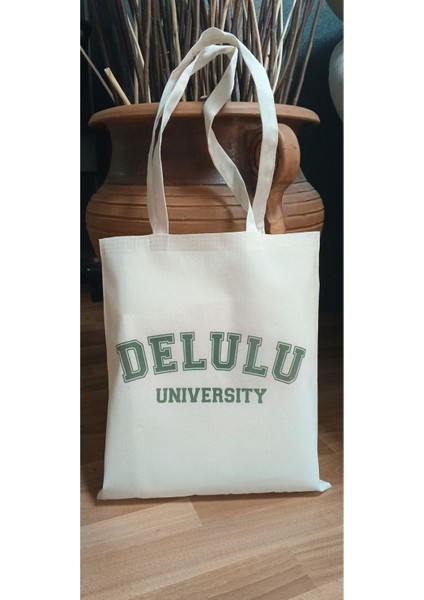 Delulu University Üniversitesi Y2k Caps Ham Bez Tote Bag Çanta, Pinterest Çanta