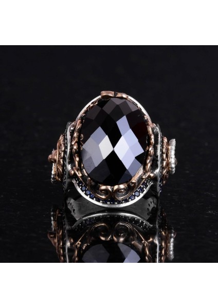 925 Ayar Gümüş Erkek Yüzük, El Yapımı Aslan Başı Erkek Yüzük, Zarif El Yapımı Gümüş Yüzük (Oluşturulmuş Obsidiyen) modelleri