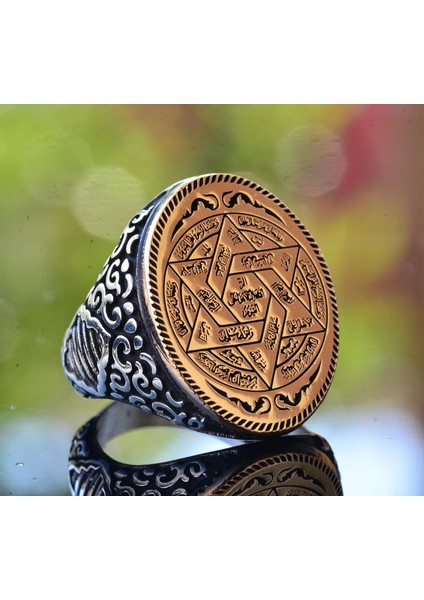 925 Ayar Gümüş Kral Süleyman Yüzüğü, Davut Yıldızı & Güç Mührü, Kabbala Ilhamlı Büyük Yüzük modelleri