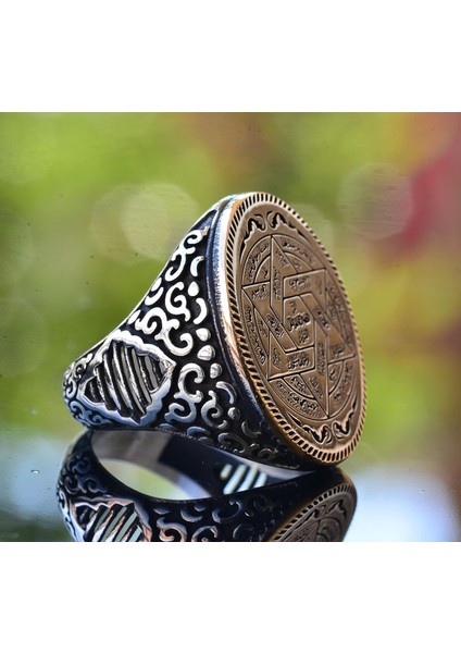 925 Ayar Gümüş Kral Süleyman Yüzüğü, Davut Yıldızı & Güç Mührü, Kabbala Ilhamlı Büyük Yüzük indirimleri