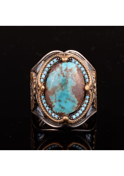 925 Doğal Arizona Turkuaz Taş Yüzük, Oval Sterlin Gümüş Yüzük modelleri