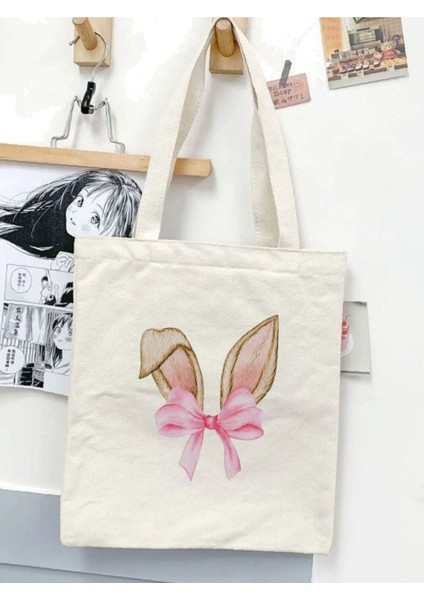 Bow Rabbit, Tavşankurdeleler Y2k Retro Ham Bez Tote Bag Çanta, Pinterest Çanta fiyatları