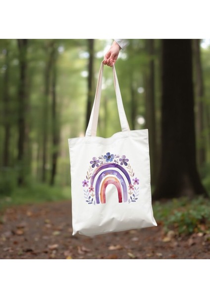 Çiçek Gökkuşağı Y2k Retro Ham Bez Tote Bag Çanta, Pinterest Çanta modelleri