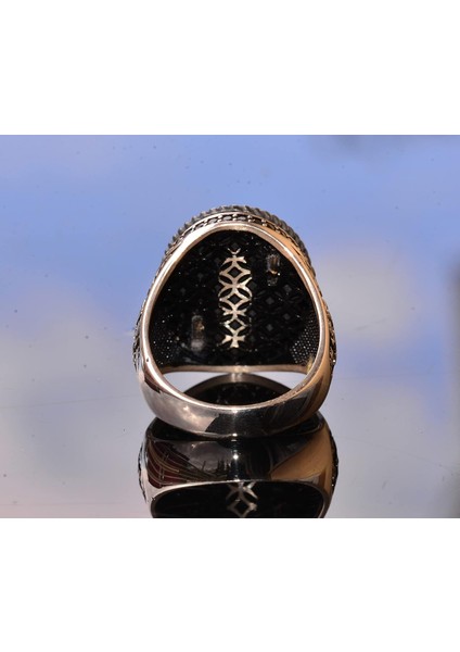 925 Ayar Gümüş Kral Taç Yüzük - Doğal Oniks Taşı - Erkekler Için Görkemli Takı indirimleri