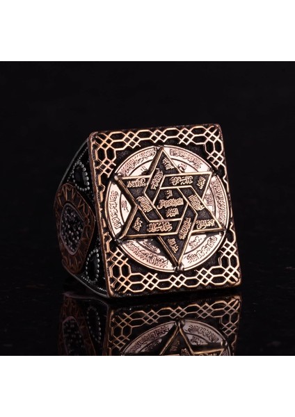 Büyük Erkek Yüzüğü, Kabbalah Yüzüğü, Davud Yıldızı Yüzüğü, Süleyman Mührü Yüzüğü, 925K Katı Sterlin Gümüş Yüzük fiyatları