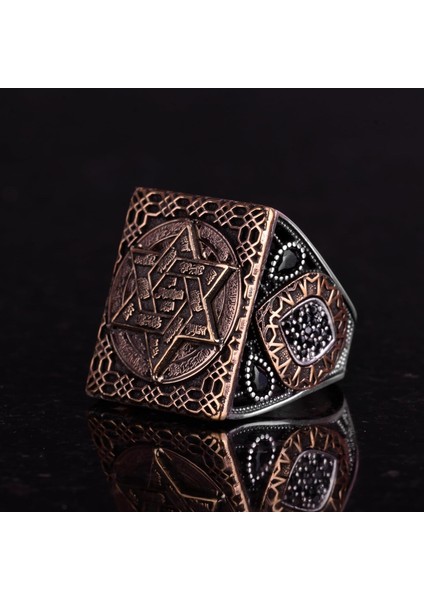Büyük Erkek Yüzüğü, Kabbalah Yüzüğü, Davud Yıldızı Yüzüğü, Süleyman Mührü Yüzüğü, 925K Katı Sterlin Gümüş Yüzük fırsatları