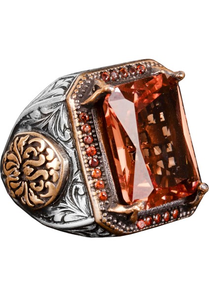 925 Ayar Gümüş Yüzük, Oluşturulmuş Sultanit Taşlı Erkek Yüzük