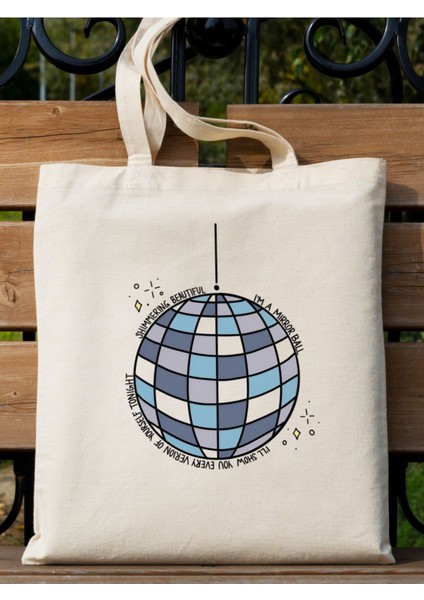 Taylor Swift Mirrorball, Y2 Pinterest Retro Unisex Bez Çanta Tote Bag, Shopper Bag modelleri
