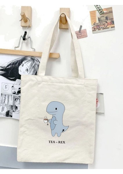Tea-Rex, Y2k Pinterest Unisex Tearex Bez Çanta Tote Bag, Shopper Bag