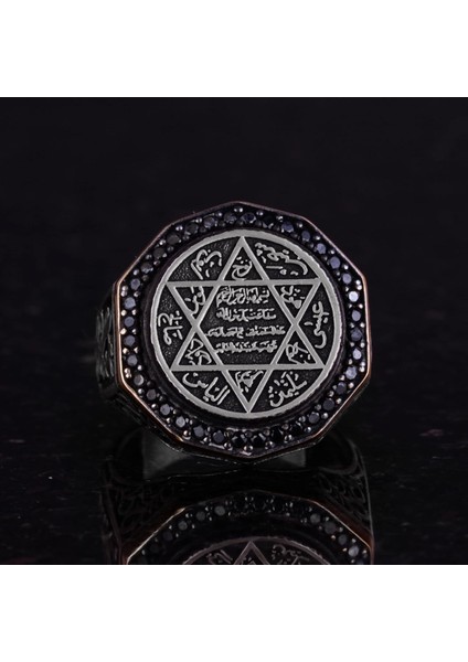 Süleyman Mühürü Gümüş Yüzük - 925 Ayar Gümüş Yüzük, Davut Yıldızı Gümüş Yüzük fiyatları