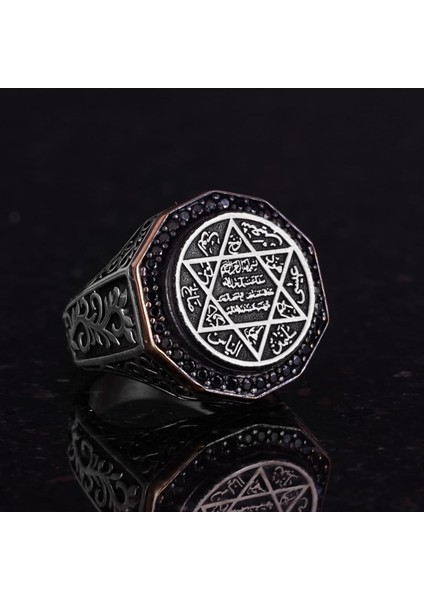 Süleyman Mühürü Gümüş Yüzük - 925 Ayar Gümüş Yüzük, Davut Yıldızı Gümüş Yüzük fırsatları