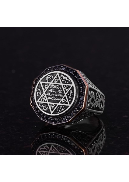 Süleyman Mühürü Gümüş Yüzük - 925 Ayar Gümüş Yüzük, Davut Yıldızı Gümüş Yüzük indirimleri