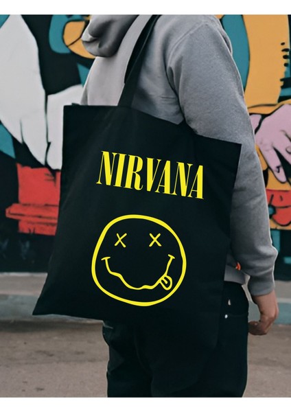 Nirvana Kurt Cobain Kanvas Kalın Tote Bag Bez Çanta, Pinterest Çanta fiyatları