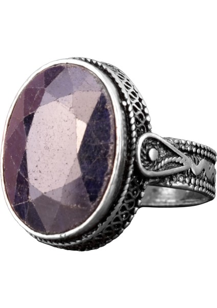 Doğal Mavi Safir Taşlı Yüzük, 925 Ayar Gümüş Yüzük