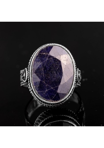 Doğal Mavi Safir Taşlı Yüzük, 925 Ayar Gümüş Yüzük fiyatları