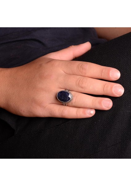 Doğal Mavi Safir Taşlı Yüzük, 925 Ayar Gümüş Yüzük modelleri