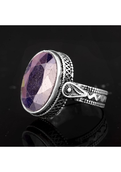 Doğal Mavi Safir Taşlı Yüzük, 925 Ayar Gümüş Yüzük fırsatları