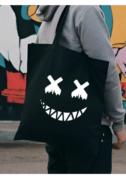 Alice In Wonderland Cheshire Siyah Kalın Kanvas Y2k Bez Çanta, Omuz Çanta, Tote Bag fiyatları