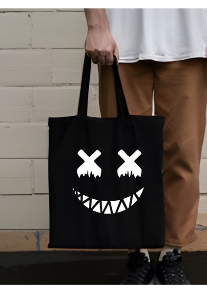 Alice In Wonderland Cheshire Siyah Kalın Kanvas Y2k Bez Çanta, Omuz Çanta, Tote Bag modelleri