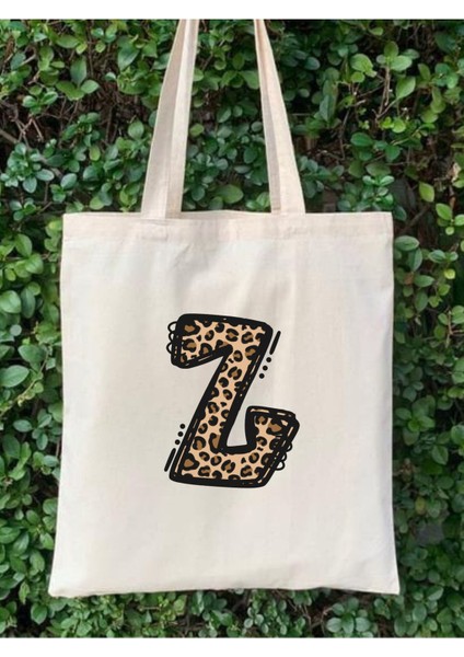 Leopar Z Harfi Desenli, Y2 Pinterest Retro Bez Çanta Tote Bag, Hediye Çanta modelleri