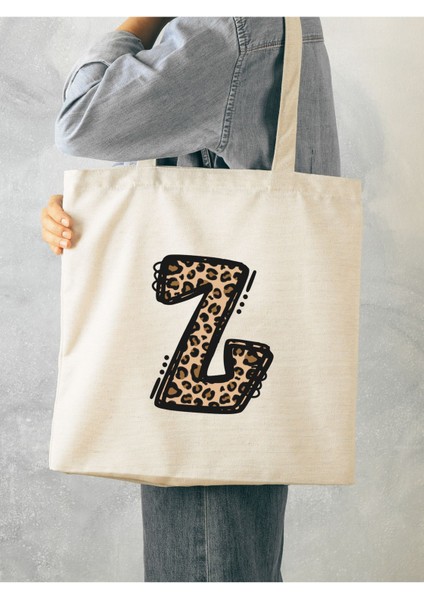 Leopar Z Harfi Desenli, Y2 Pinterest Retro Bez Çanta Tote Bag, Hediye Çanta fırsatları