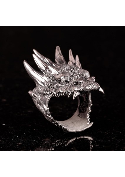 Ejderha Başlı Yüzük, Gümüş Ejderha Yüzüğü, 925 Ayar Gümüş Erkek Yüzüğü fırsatları