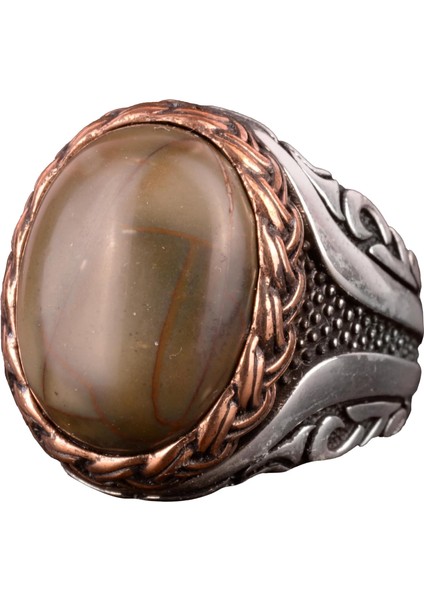 Gümüş Erkek Yüzük, Doğal Qianhai Jade Taş Yüzük