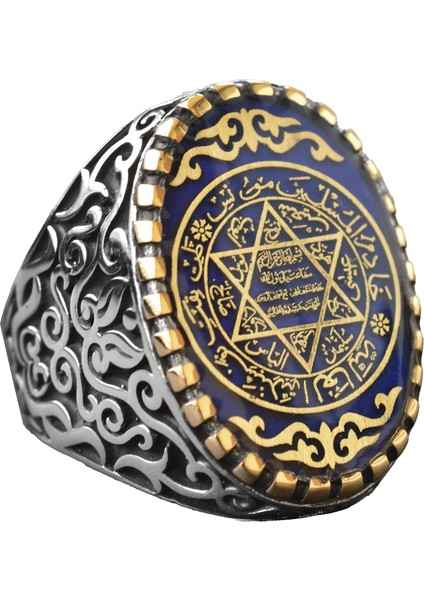 Davud Yıldız Yüzüğü, Süleyman Erkek Yüzüğü, Kabbalah Yüzüğü, Büyük Yüzük, 925 Ayar Sert Gümüş Yüzük Erkekler Için