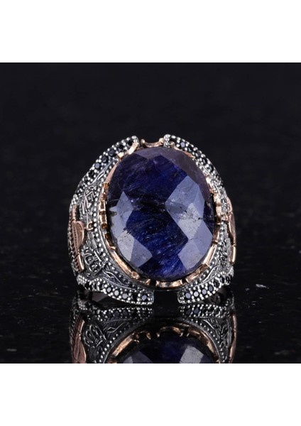 Gümüş Camii Yüzüğü, Yapay Taş Yüzüğü, 925 Ayar Gümüş Yapay Safir Taş Yüzüğü - Çeşitli Koleksiyon modelleri