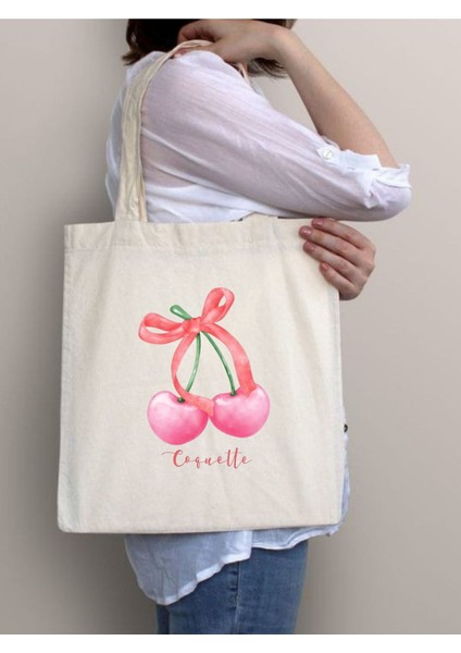 Y2k Bows Coquette Pinterest Cherry Kurdeleler Retro Unisex Bez Çanta Tote Bag fırsatları