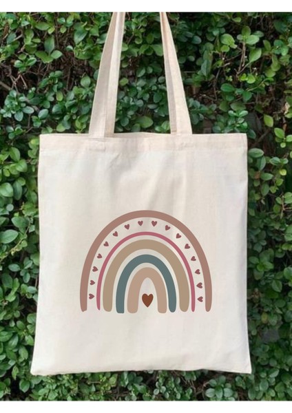 Retro Rainbow Ham Bez Tote Bag Çanta, Pinterest Çanta modelleri