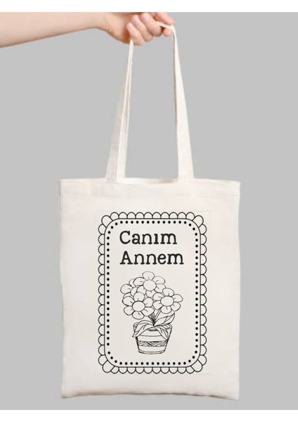 Canım Annem, Anneler Günü Çocuk Boyama Çantası, Anaokulu Boyama Bez Çanta