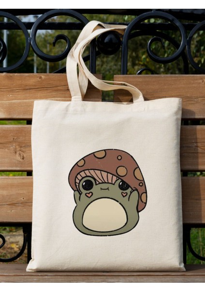 Sevimli Mantar Tasarım Pinterest Bez Çanta, Tote Bag