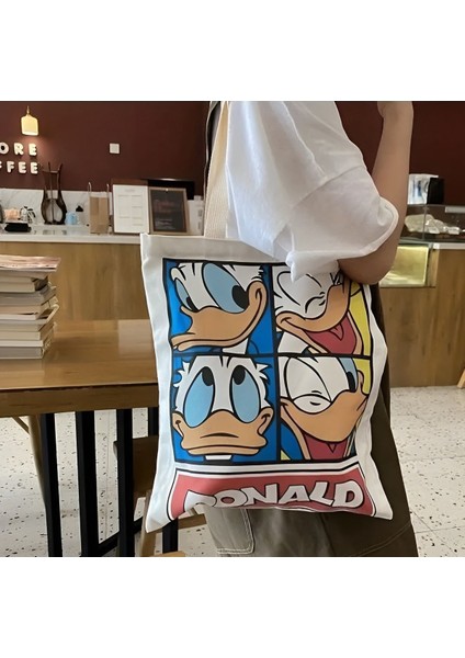 Donald Duck Tasarım Kalın Kanvas Rips Omuz Çantası, Kanvas Çanta fiyatları