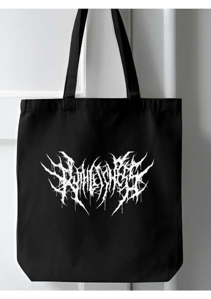 Gothic Tarz, Gotik Tasarım Siyah Bez Çanta, Omuz Çantası