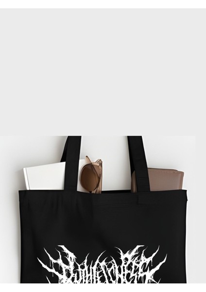 Gothic Tarz, Gotik Tasarım Siyah Bez Çanta, Omuz Çantası fırsatları