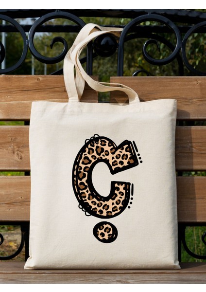 Leopar Ç Harfi Desenli, Y2 Pinterest Retro Bez Çanta Tote Bag, Hediye Çanta fiyatları