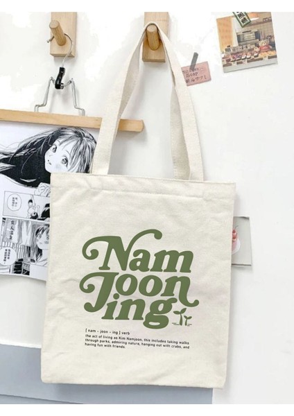 Bts Namjooning Tasarım Ham Bez Tote Bag Çanta, Pinterest Çanta