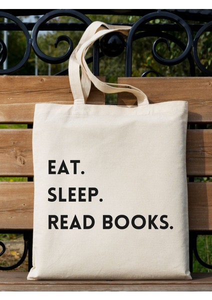 Y2k Eat, Sleep, Read Books Tasarım Ham Bez Tote Bag Çanta, Pinterest Çanta fiyatları