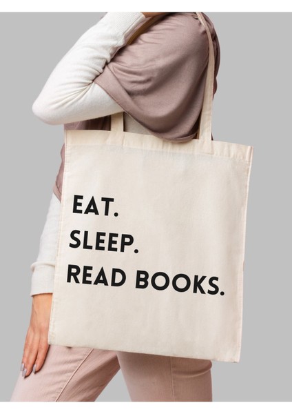 Y2k Eat, Sleep, Read Books Tasarım Ham Bez Tote Bag Çanta, Pinterest Çanta fırsatları