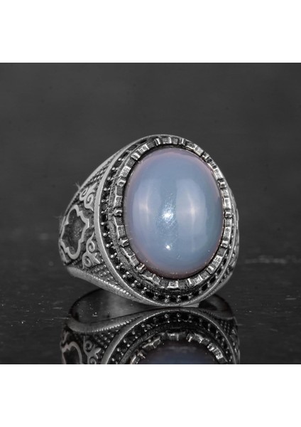Doğal Opal Taşı ile Erkek Yüzük - 925 Ayar Gümüş El Yapımı Tasarım fiyatları