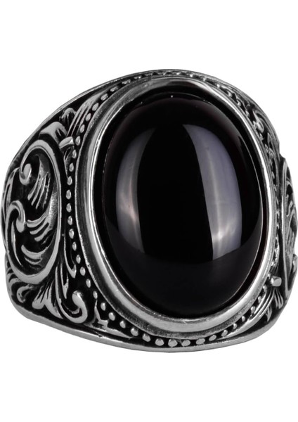Doğal Oniks Taş Yüzük, 925 Ayar Katı Gümüş Erkek Yüzük, Tutku ve Enerji Tasarımı