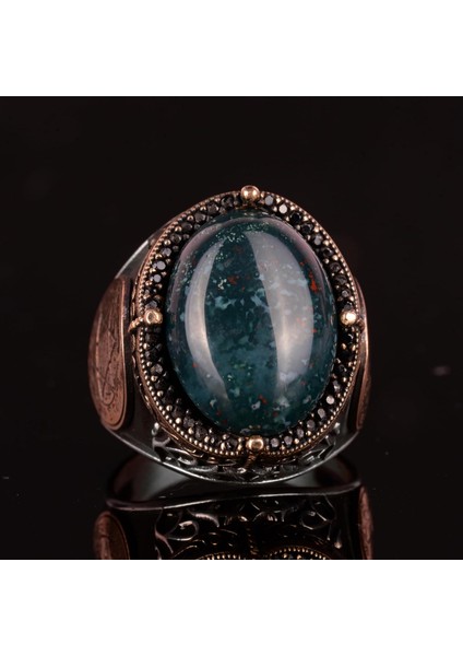 Davud Yıldızı Yüzüğü, Doğal Yeşil Kan Taşı Yüzüğü - 925 Ayar Gümüş Yüzük Erkekler Için modelleri