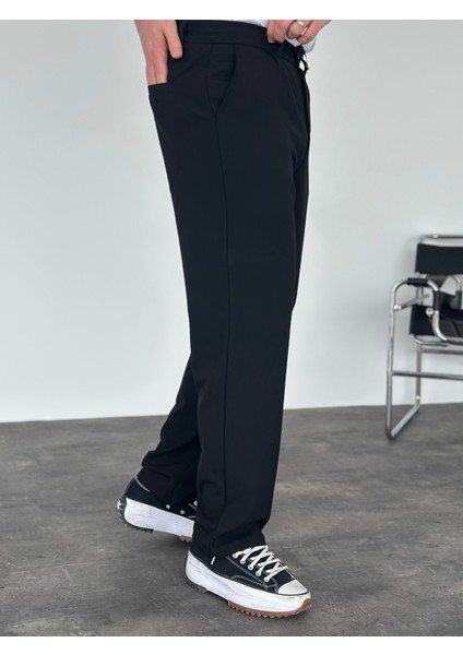 Erkek Baggy Fit Pileli Kumaş Pantolon Siyah fiyatları