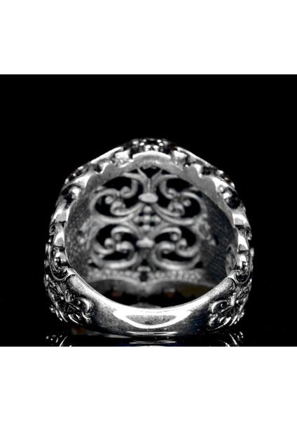 925 Ayar Gümüş Erkek Yüzük - 6 Kenarlı Yapay Oniks Taşı indirimleri